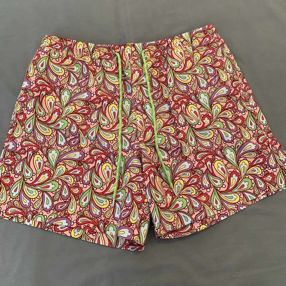 Nick‎ Graham Shorts Mens Large Multicolor Paisley Swim Trunks Lined Drawstring